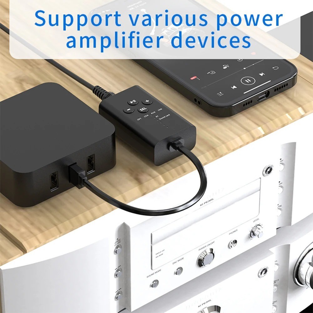 Bluetooth 5.2 Audio Receiver Digital to Analog Audio Converter USB AUX Adapter