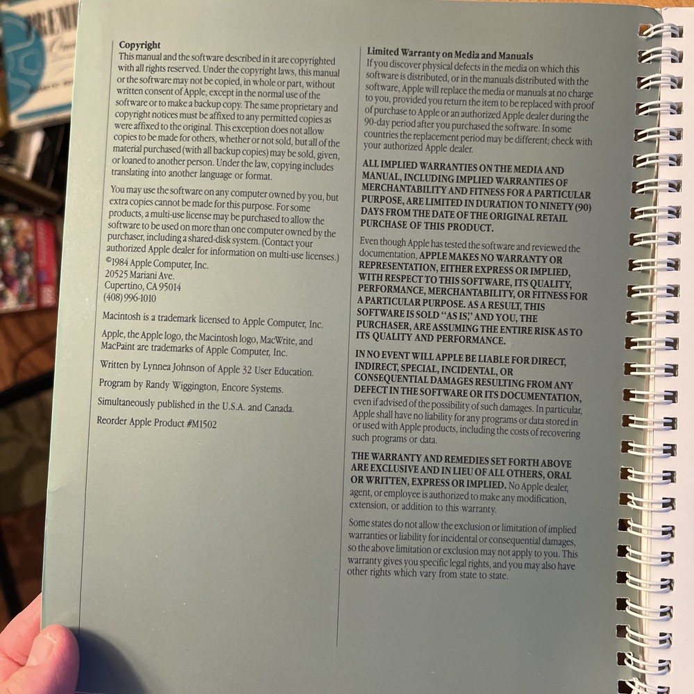 APPLE Manual Mac Write Macintosh 030-0688-B