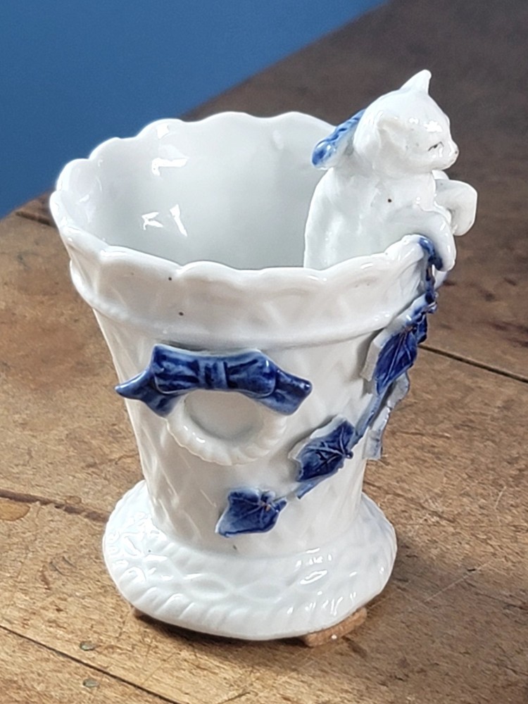 Ceramic Toothpick Holder/Small Vase/Planter KittyClimbing(3534HdispC) Fair