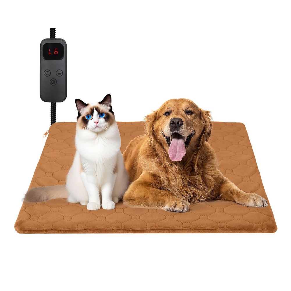 Cat Heating Pad, 6 Adjustable Temperature & 5 Timer Options, 17.7'' x 17.7'' ...