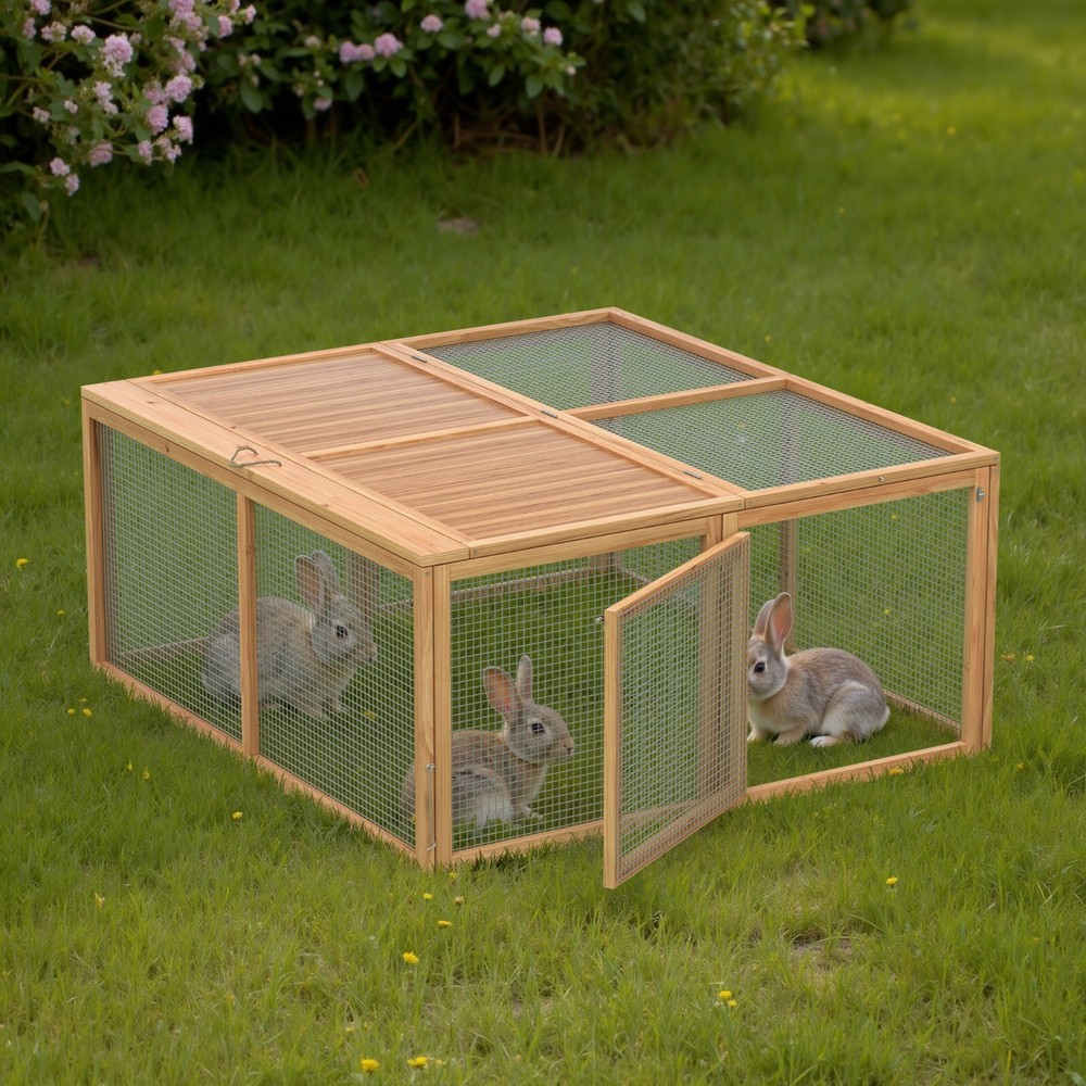 Folding Chicken Coop Portable Chicken Run Rabbit Cage No Assembly Required