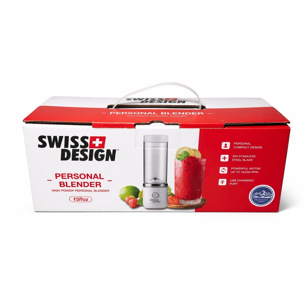 Swiss Design Personal Blender 15oz USB Rechargeable TESTED