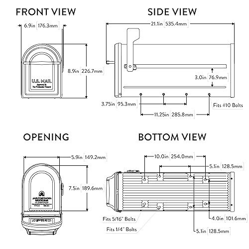 Architectural Mailboxes Chadwick Galvanized Steel Post Mount Medium, Black