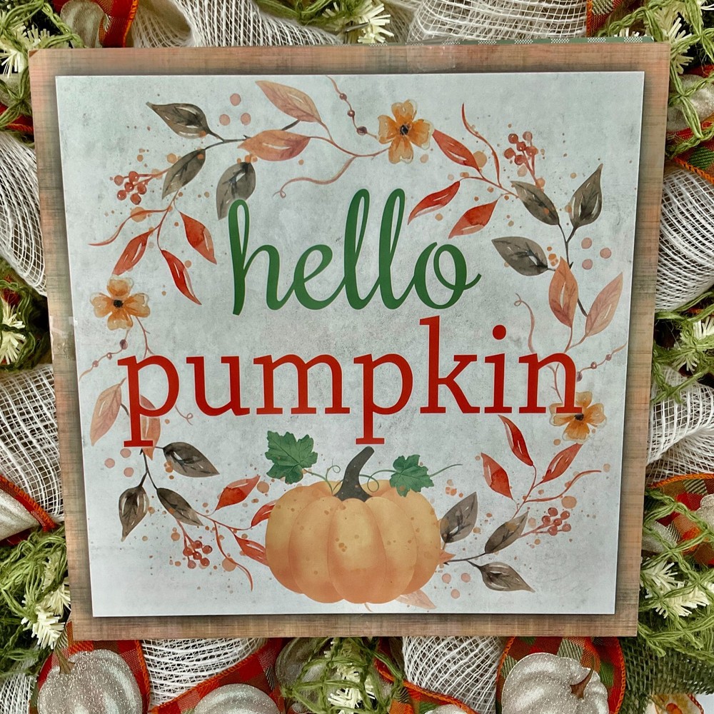 Hello Pumpkin Harvest Wreath Handmade Deco Mesh