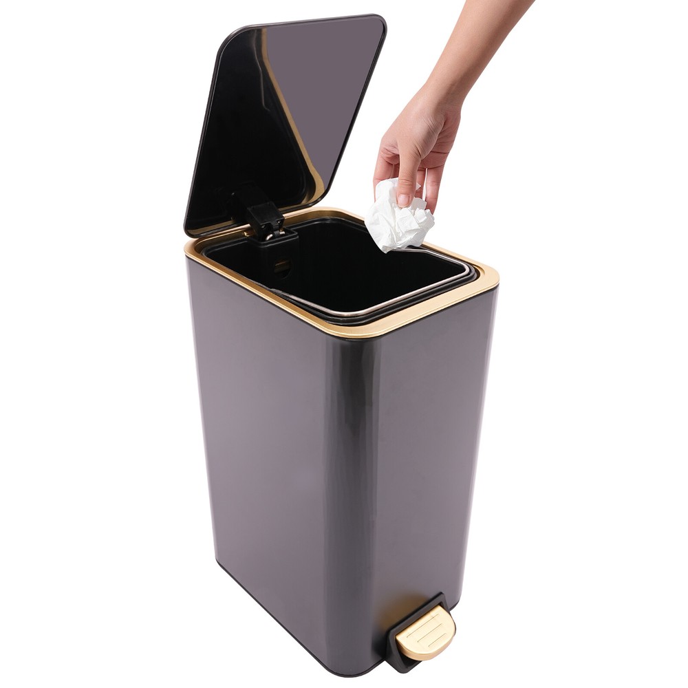 Bathroom Trash Can, Trash Can with Lid, Step Trash Bin