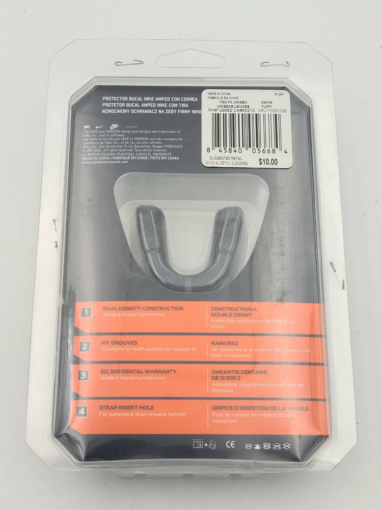 Nike Amped Mouth Guard With Strap Black Juniors