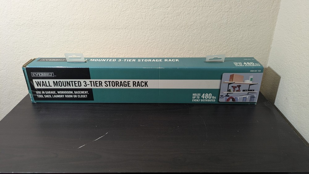 (1-Pk) Everbilt Heavy-Duty Wall Mounted 3-Tier Storage Rack Matte Black 815290