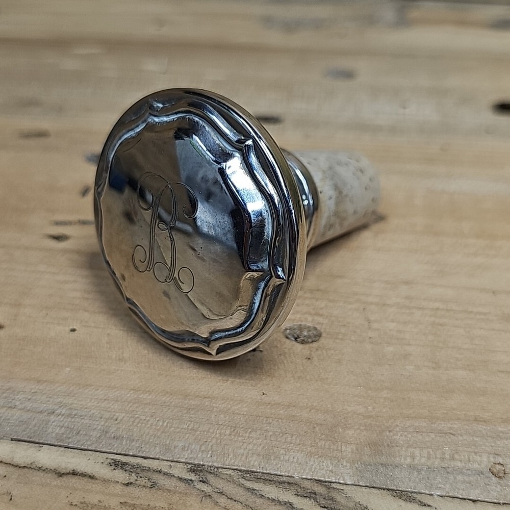 Vintage Silver Plated Wine Cork W "B" Initial A892