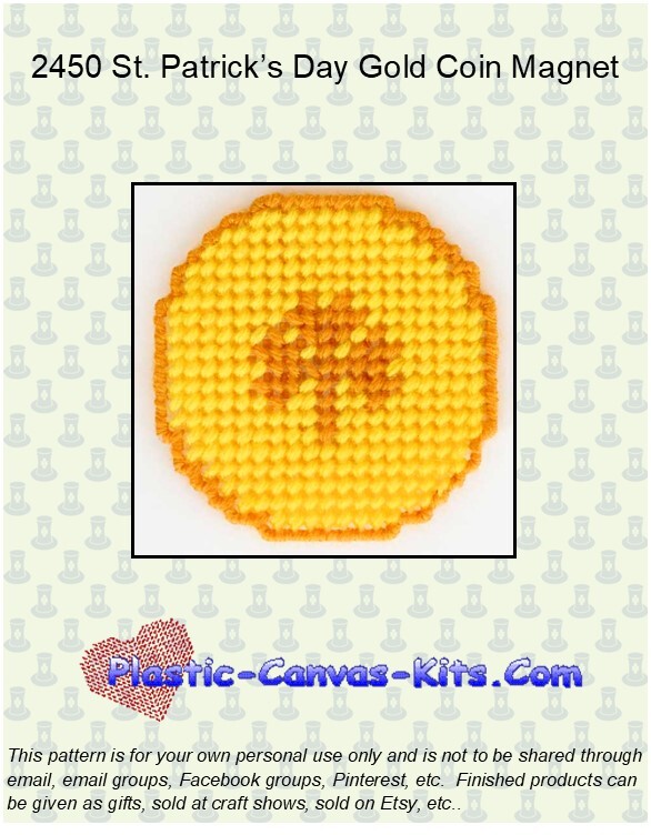 St. Patrick's Day Gold Coin Magnet-Plastic Canvas Pattern/Kit