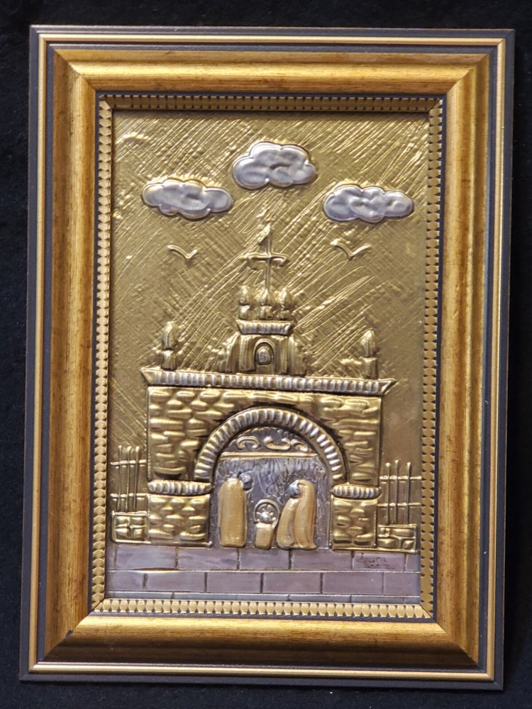 Nativity - Pressed Tin on Wood - Original - Signed & Dated