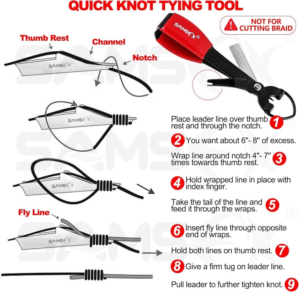Multi-Function Fishing Knot Tying Tool Set with Clippers Retractor and Access...