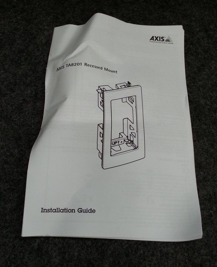 AXIS COMMUNICATIONS TA8201 Recessed Mount Incomplete