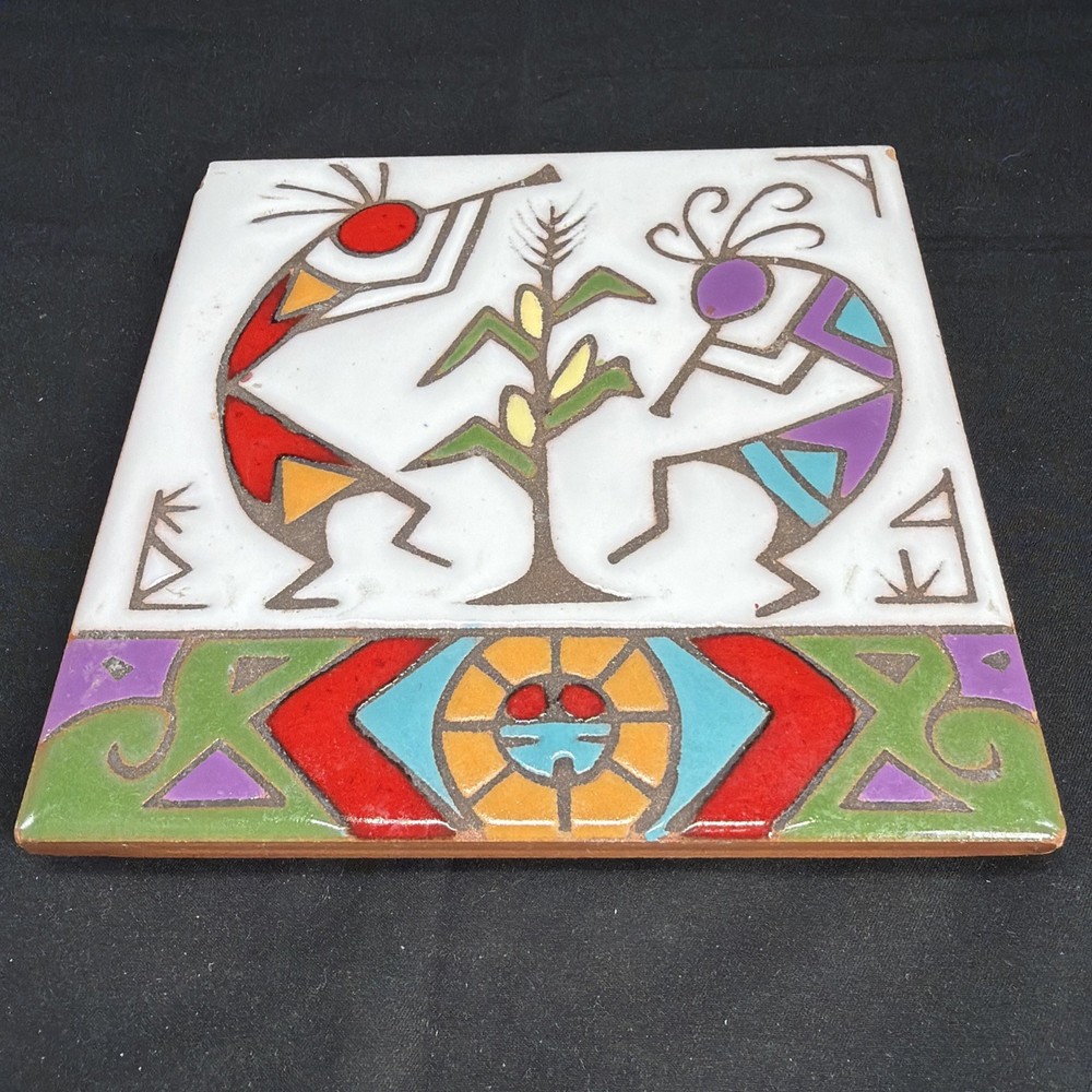 Vintage Kokopelli  Mag Mor Studios Hand Painted Ceramic Tile, Native American