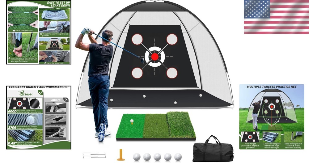 Golf Practice Net & Accessories Set - Perfect Gift for Men & Beginners Alike