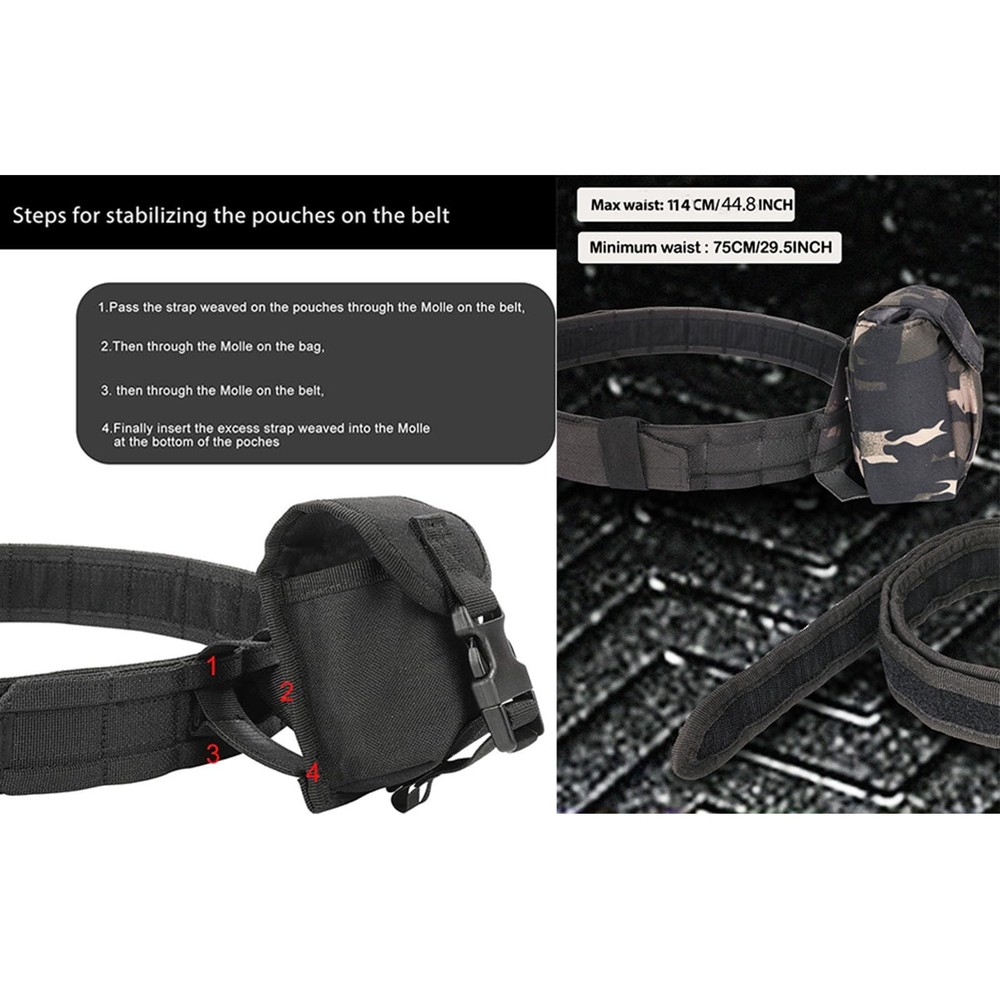 PIKEON Tactical Battle Belt Quick Release with Accessories One Size, Black