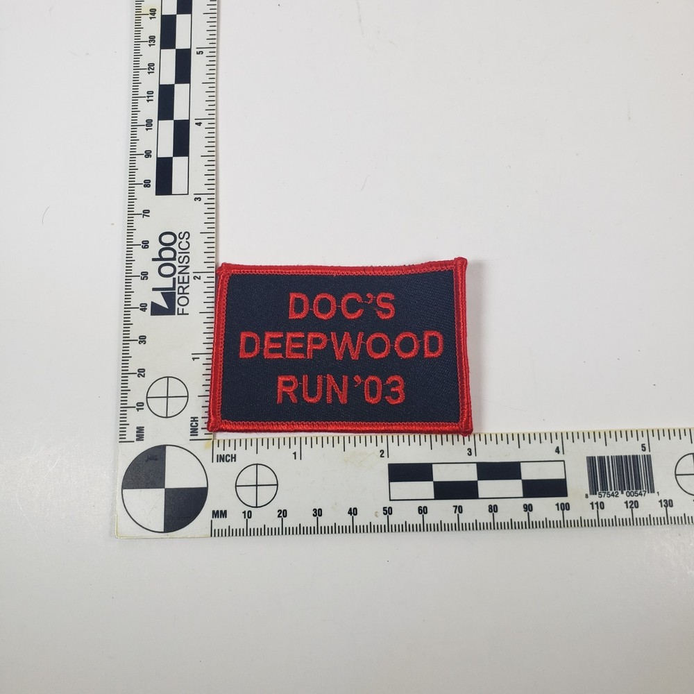 Doc's Deepwood Run 2003 Red Black Ohio Charitable Motorcycle Run Patch 3x2 -tt44
