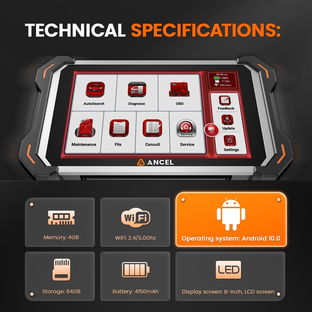 Ancel DS600 BT OBD2 Scanner Full System Diagnostic Tool ECU Coding Active Test