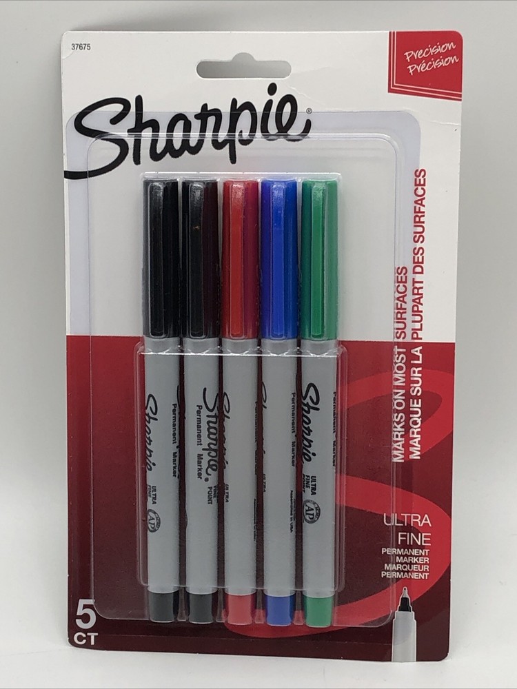 Sharpie Permanent Markers, Ultra Fine Point, Assorted Colors, 5 Count (2 Pack)