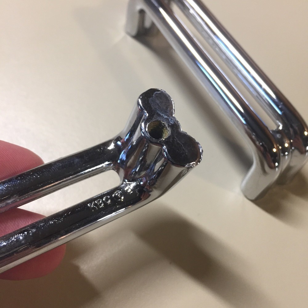 2 Vintage KBC Chrome Split Bar Drawer Pull Mid Century Style Lot N