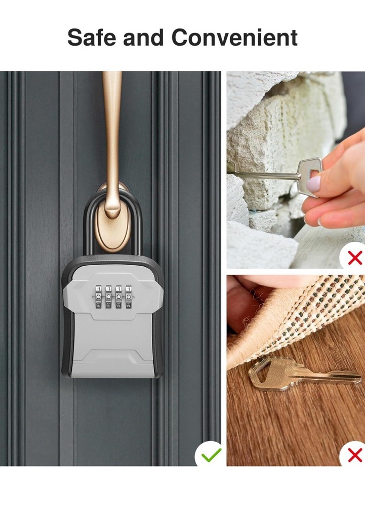 Lock Box, Key Lock Box Wall Mount & Portable Combination Lockbox with Resettable