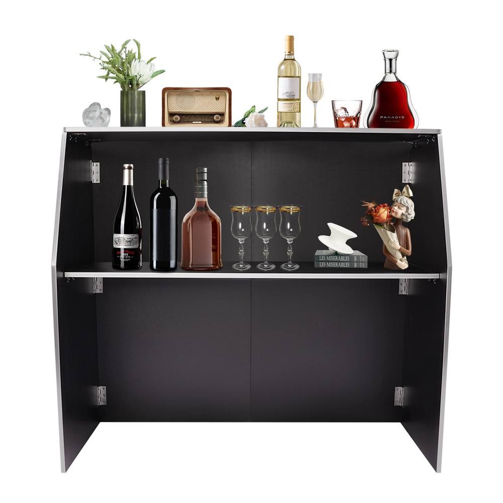 Portable Bar Cabinet Foldable Bar Portable Event Bar Rectangular Freestanding