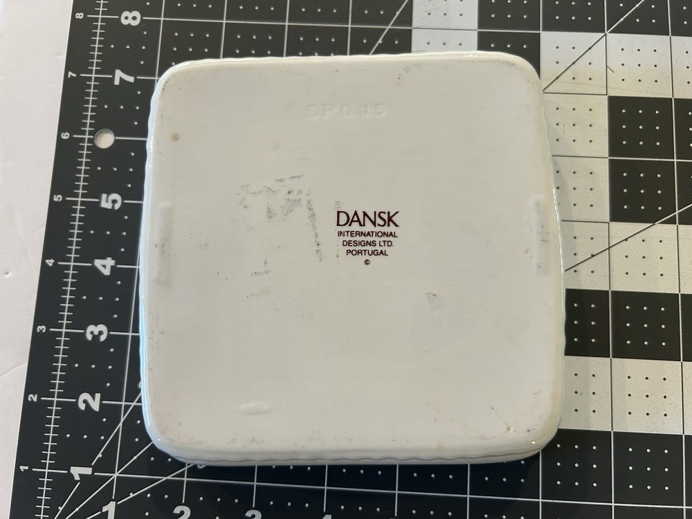 Pre-owned Dansk 6” square white ceramic baking dish.