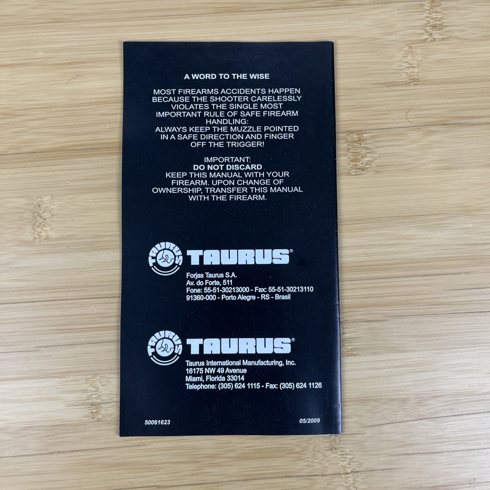 TAURUS REVOLVER OWNERS MANUAL 2009