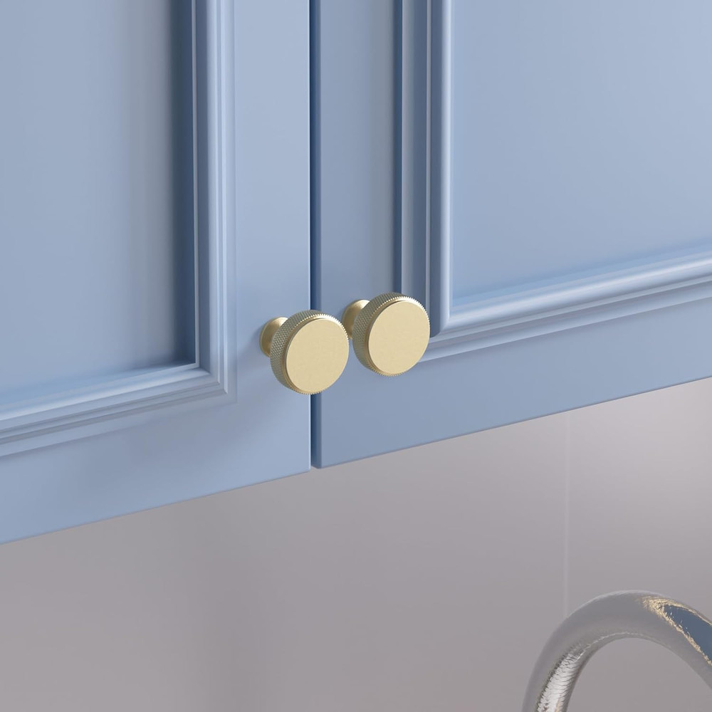 10 Pack Knurled Matte Gold Cabinet Knobs Brushed Brass Drawer Pulls Kitchen
