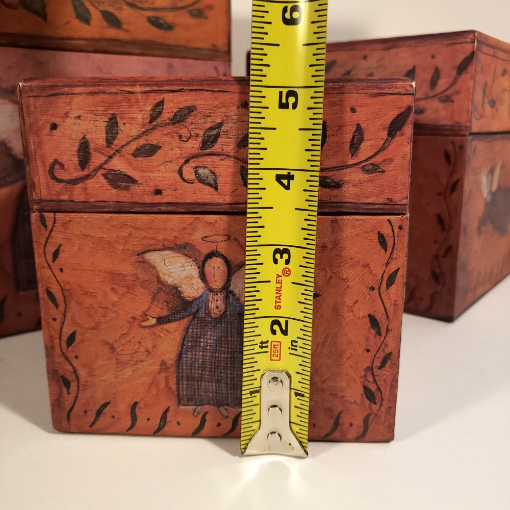 Bob’s Boxes Primitive Folk Angels by R A Lang Nesting Stackable Decor Storage