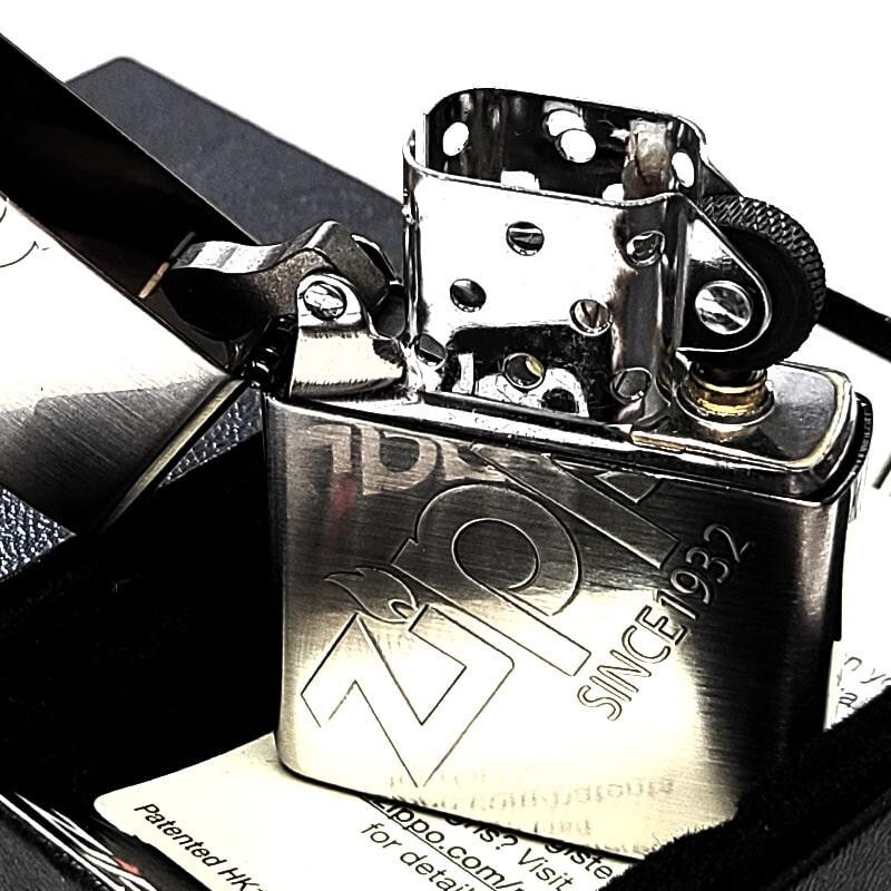 Zippo Logo Design Silver Etching One Sided Processing Lighter Regular Japan