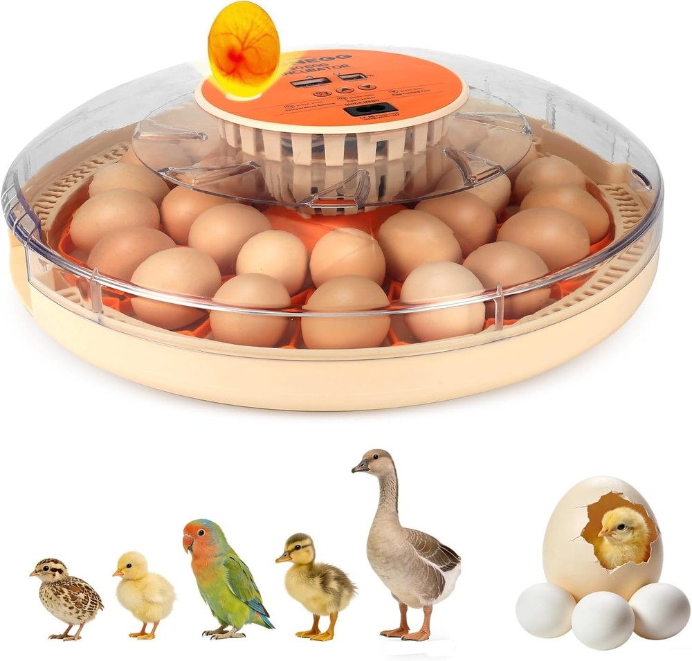 30 Egg Incubator with Humidity Display Egg Candler Automatic Egg Turne