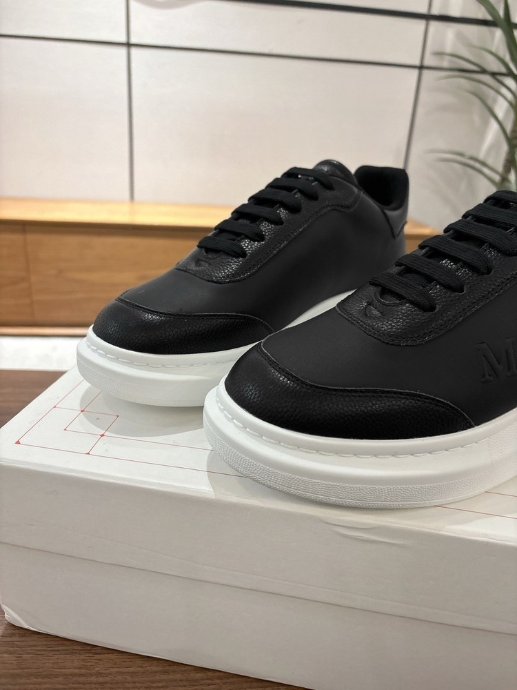 Alexander McQueen Logo Low Top Sneaker Black White Leather