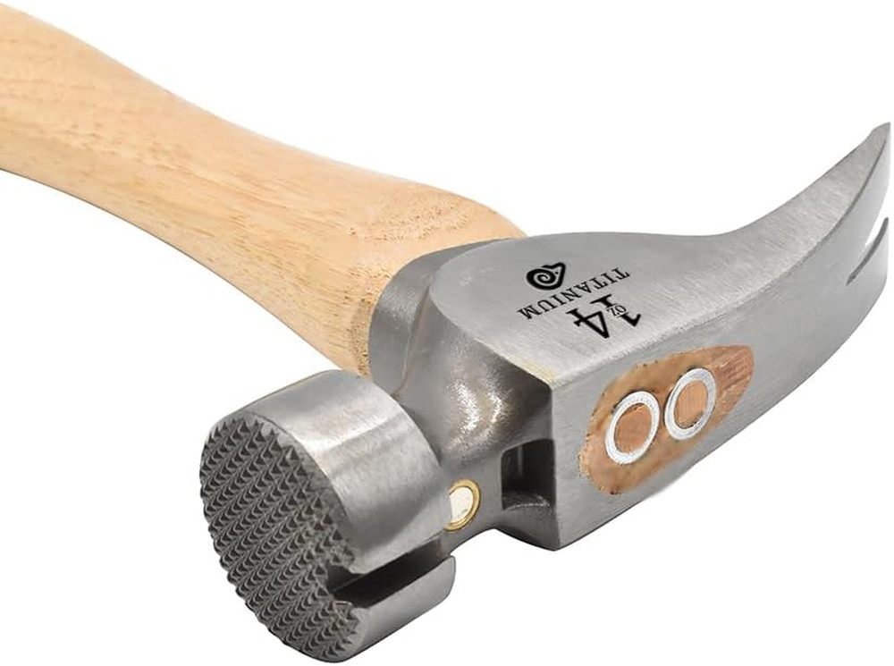 14oz Titanium Framing Hammer with Hickory Handle & Magnetic Nail Starter