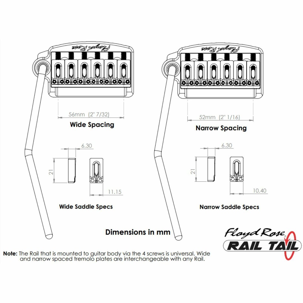 Floyd Rose RT400W Rail Tail Tremolo System, Wide, Nickel