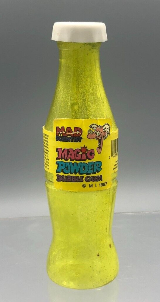 1987 MAD SCIENTIST MAGIC POWDER BUBBLE GUM Empty Bottle Candy Container Vintage