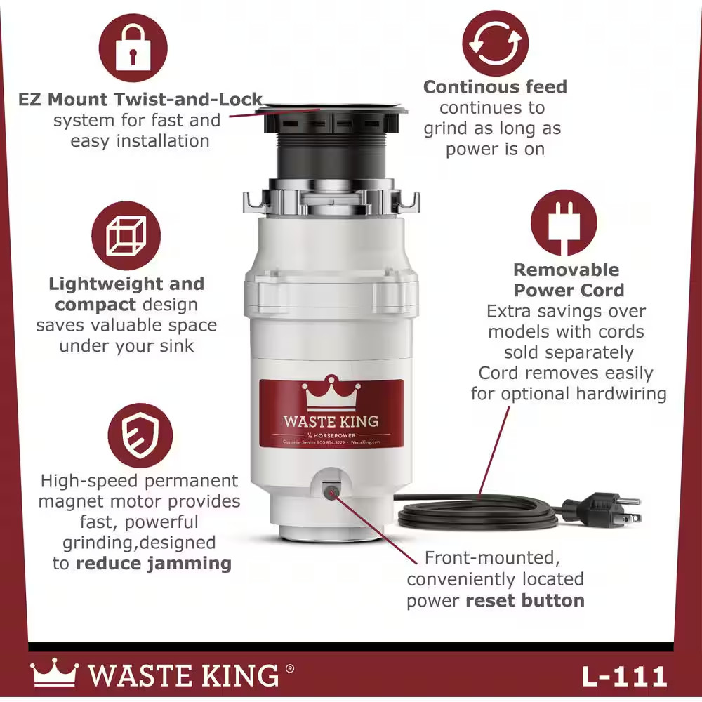 Legend Series 1/3 HP Continuous Feed Garbage Disposal