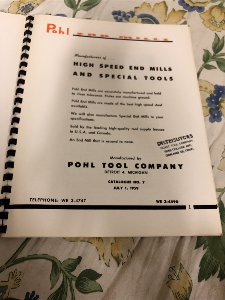 Pohl End Mills Catalogue No. 7 1959