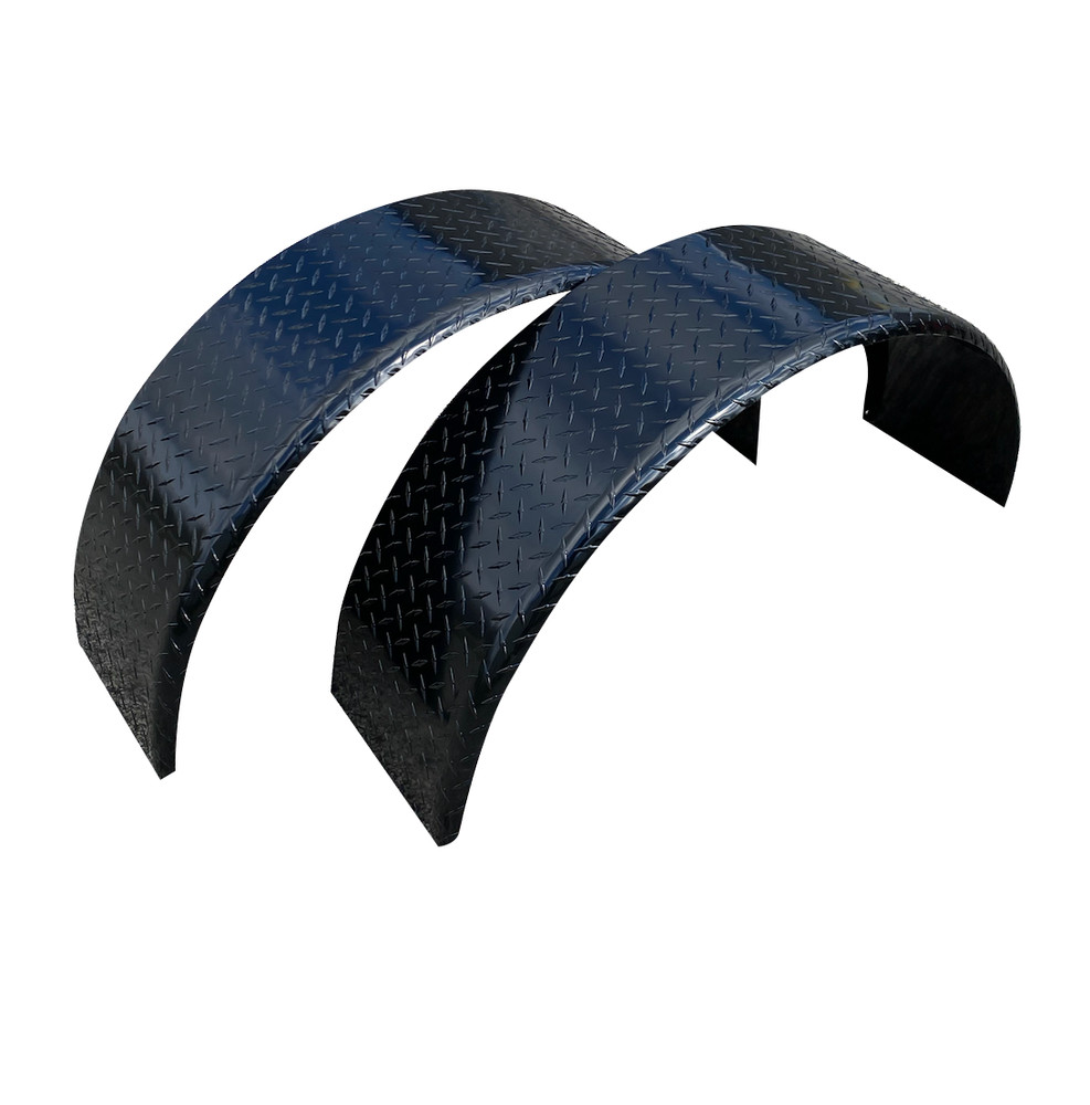 2-Pack Aluminum Diamond Plate BLACK Round Trailer Cargo Fender 10" X 36" X 18"