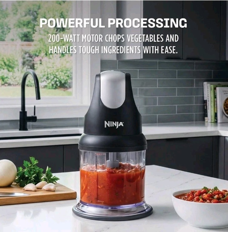 Ninja Push Function Food Chopper 2-Cup 200W Black