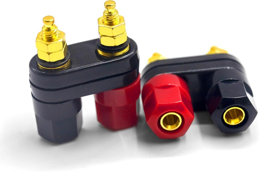 2Pcs Banana Plug Jack 2-Way Gold Plated Terminal Binding Post Power Amplifier...