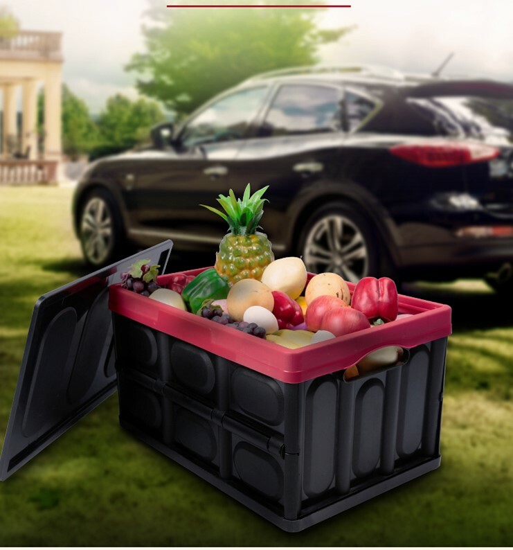 Collapsible Stackable Plastic Storage Box for Your Home, Office, or Car.