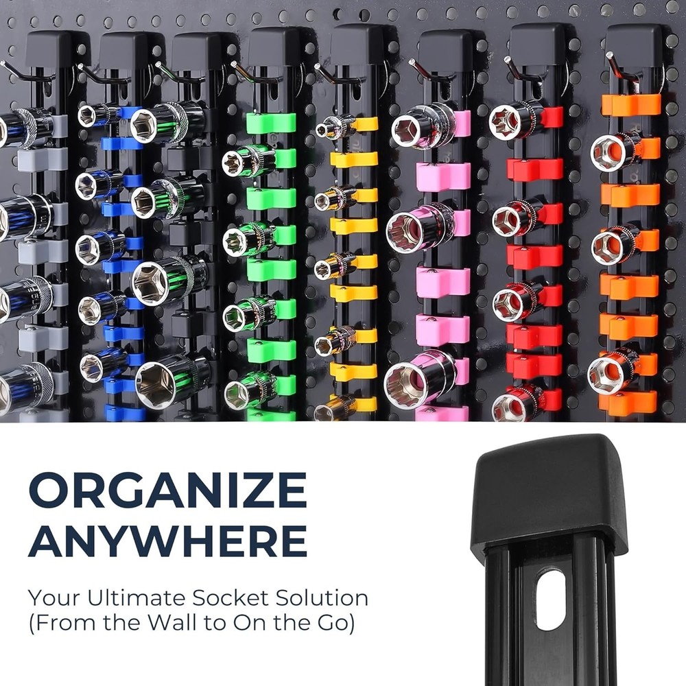 High-Compatibility 9-Piece Socket Organizer – ABS Tool Storage Solution