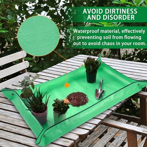 Plant Repotting Mat,Extra Large Waterproof 43 in x 30 in (Rectangular) Green