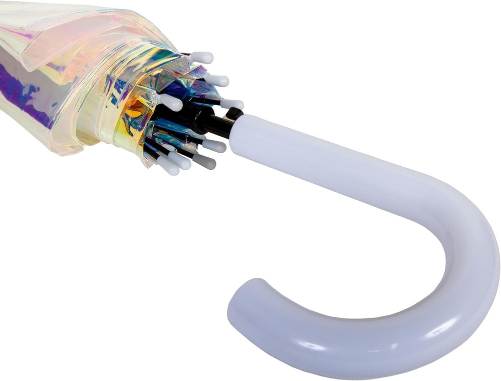 Iridescent Stick Umbrella, 50" Canopy Coverage, Crook Handle