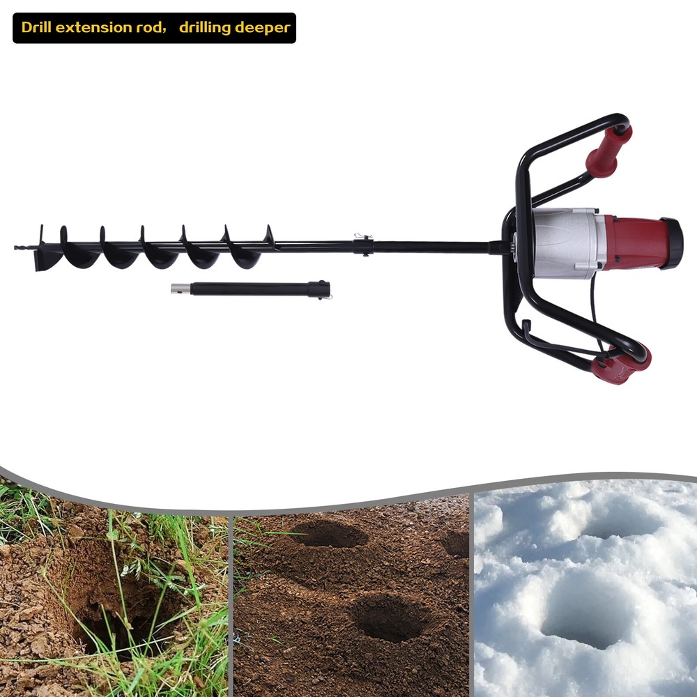 4" 1500W Electric Post Hole Digger Machine Garden Adjustable Auger Drilling Bit