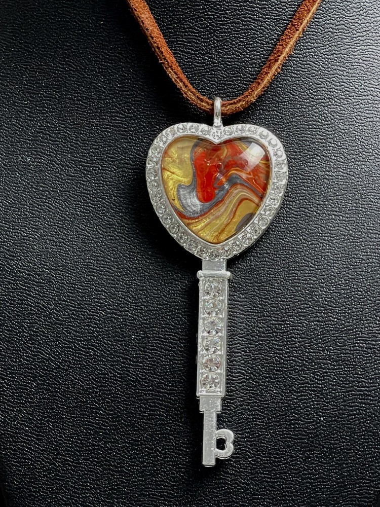 Heart Key Pendant on Leather Cord