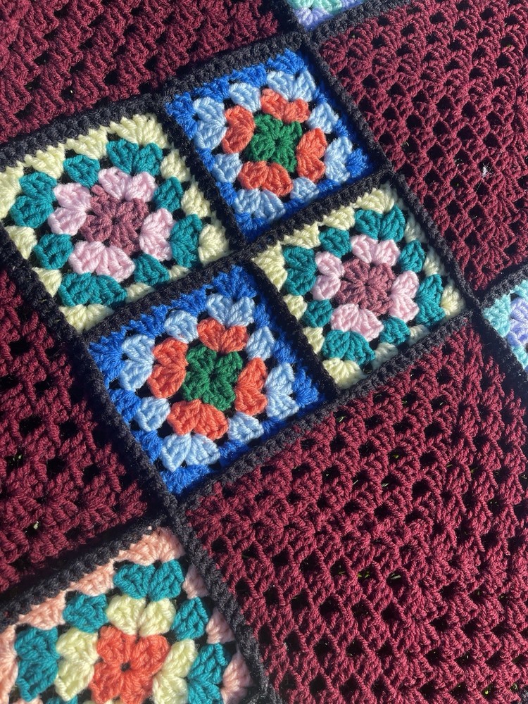 Hand Crocheted Afghan Handmade. Yarn. 44x74