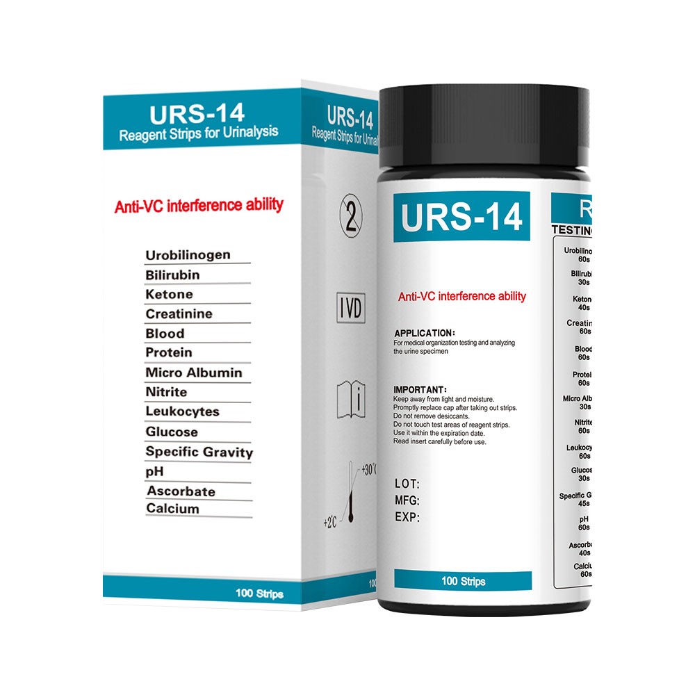 100 Strips/Box 14-in-1 Urinalysis Strips 14 Parameters Urine Test Strips US