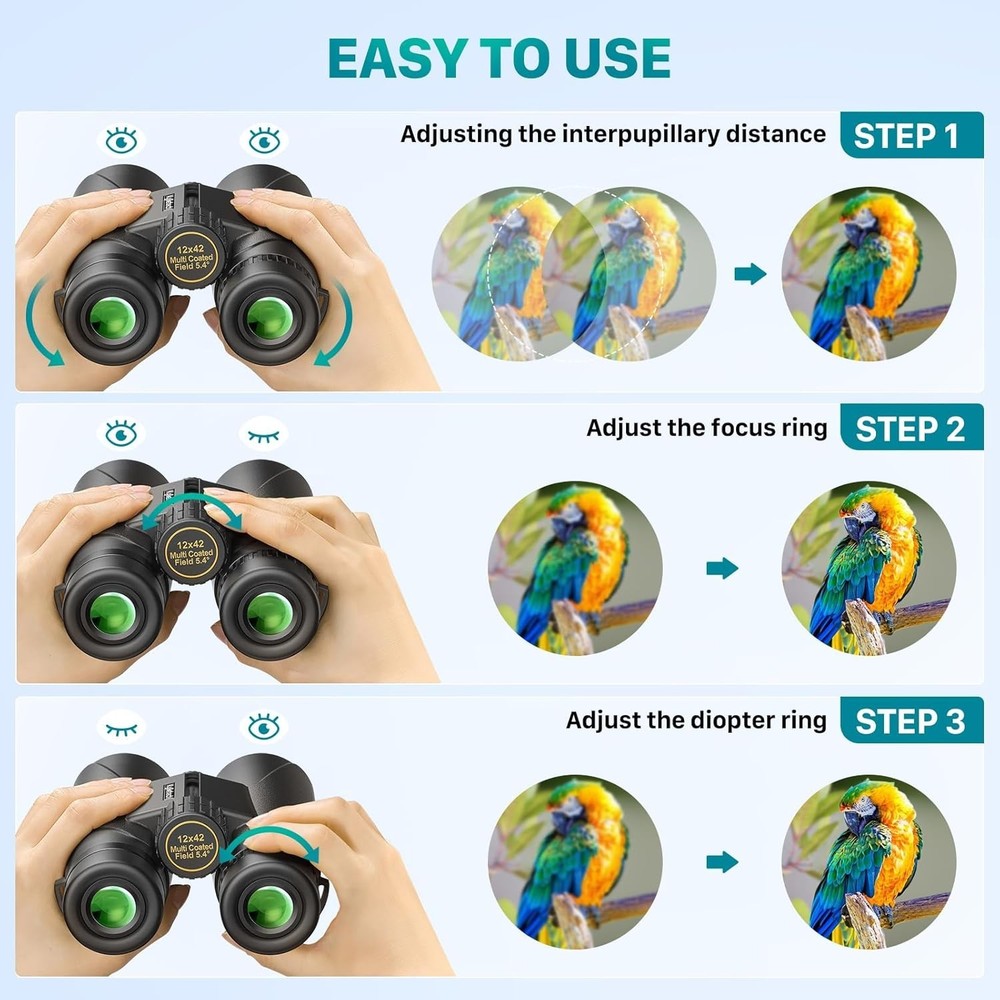 Powerful 12x Magnification Hunting Binoculars