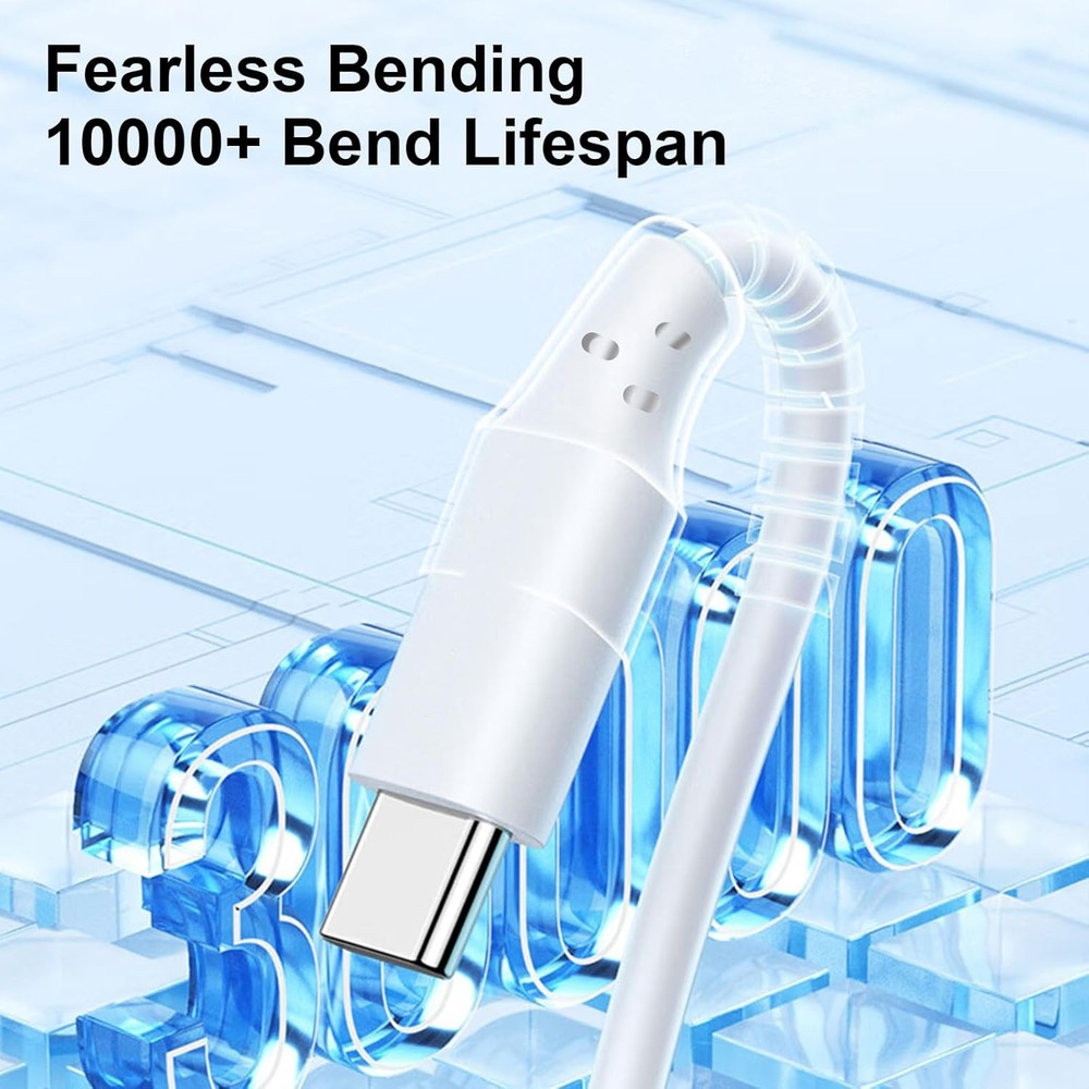 4 Pack Charging Cable 60W 3.1FT(2 USB to C and 2 White